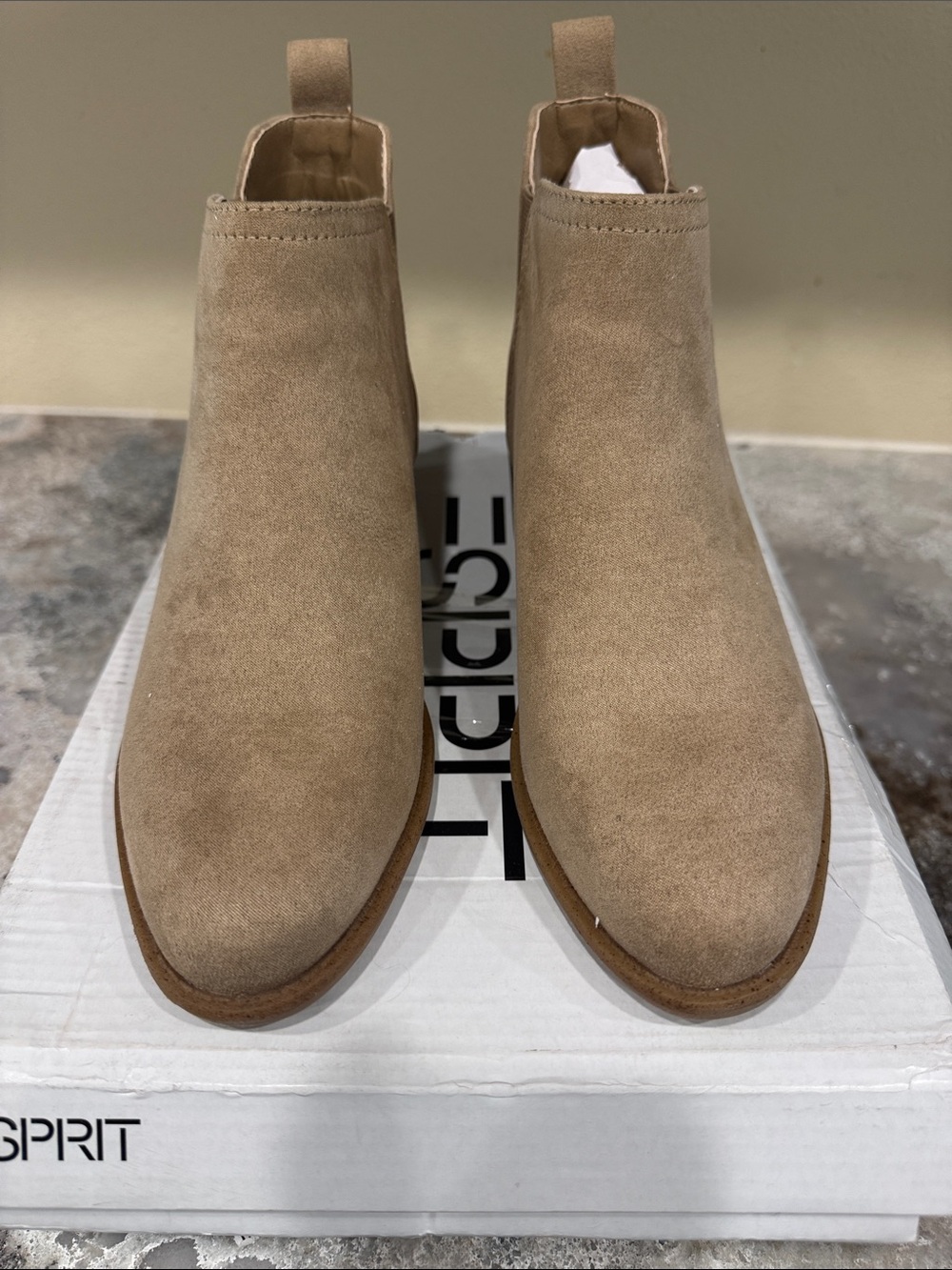 Esprit Beige Suede Ankle Booties